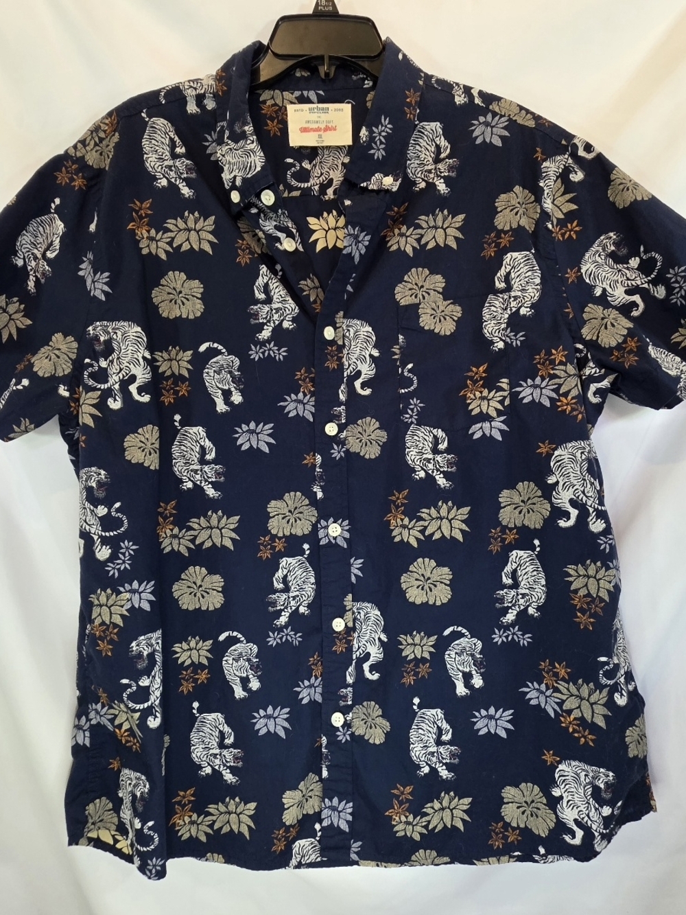Urban Pipeline Men's Ultimate Floral Beach Tropical Casual Men's Navy Shirt XXL